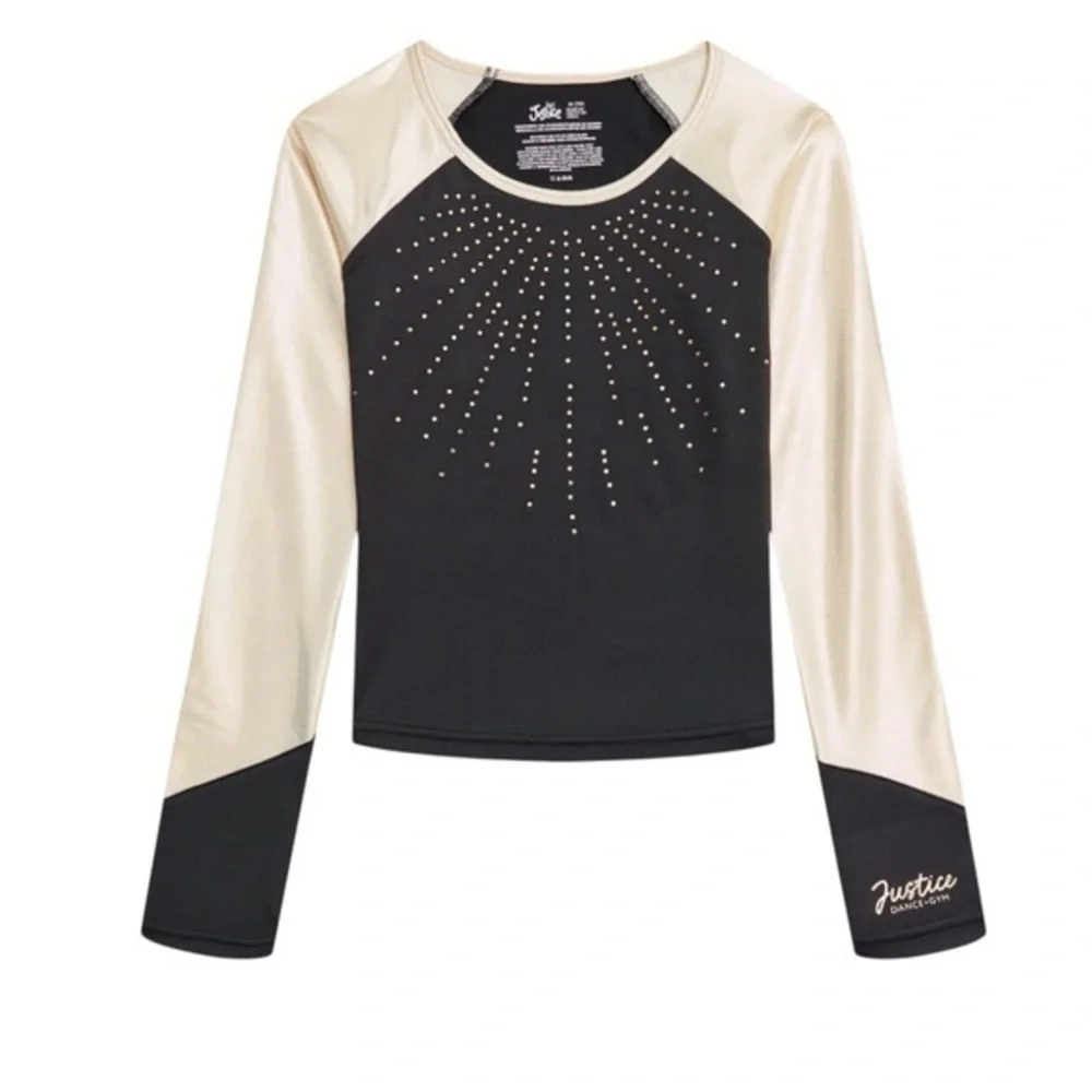 New Justice Girls Long Sleeve Cheer Dance Gymnastics Top Size X Large NWT